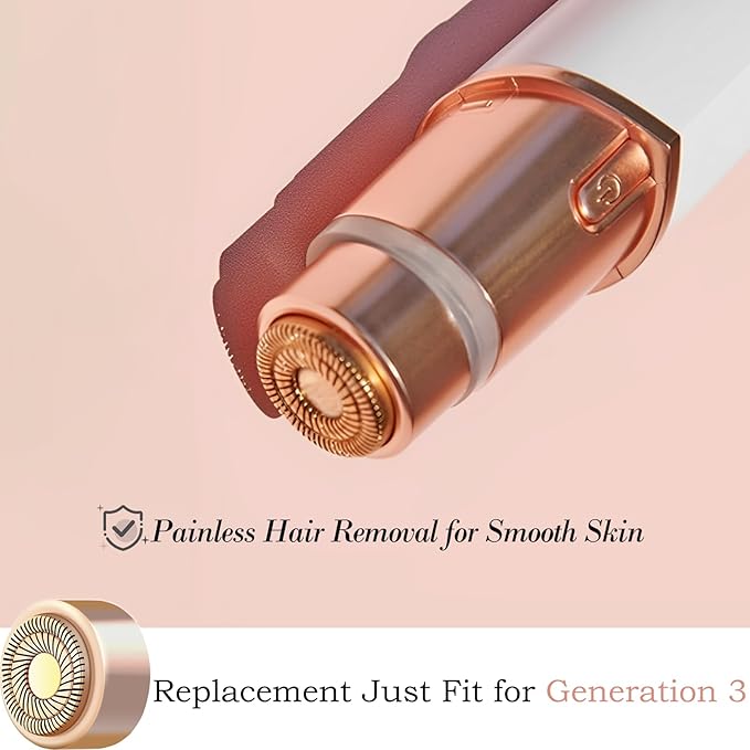 Generation 3 Replacement Heads Compatible with New Version Finishing Touch Flawless Facial Hair Remover, Double Halo for Gen 3, 18 Karat Gold-Plated, 6 Pack