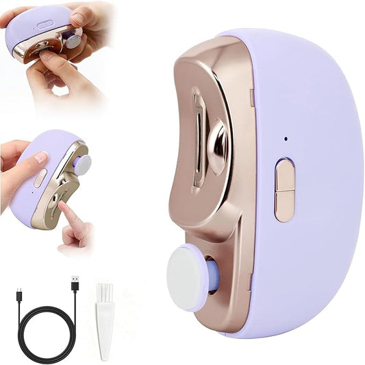 Electric Nail Clippers for Seniors,2026 New 3-In-1 Easyclip Smart Nail Clipper for Baby and Adults,Automatic Electric Nail Clipper With Polishing and Led Light,Suitable for Fingernail Toenails(Purple)