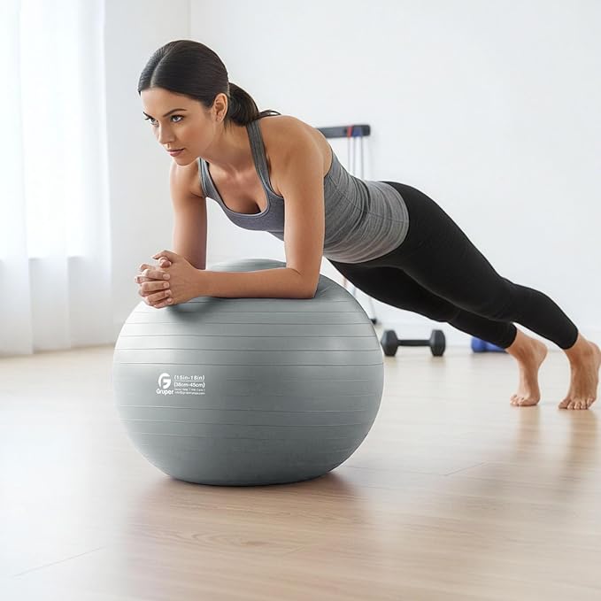 Gruper Yoga and Pilates Ball,4 Sizes Gym Ball for Fitness, Yoga, Workout, Pregnancy and Physical Therapy,Quick Pump Included,Great as Yoga Ball Chair for Office or Home Gym Equipment