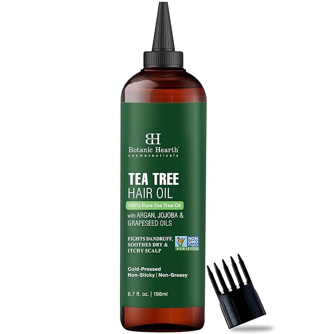 Botanic Hearth Hair Oil for Hair Growth & Home Hair Perm Kit | Strengthening Dry, Frizzy, Damaged Hair & Scalp Treatment | Tea Tree Hair Oil – 6.7 Fl Oz
