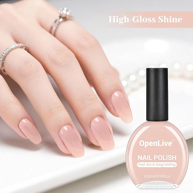 16.5ml Jelly Nude Nail Polish Large Volume Quick Dry Nail Polish, Long Lasting Shine, Fingernail Toenail Nail Art DIY Home Travel Nail Art Gift