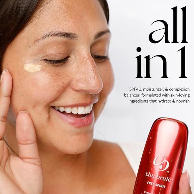 Thu Brulé Free Spirit Mineral Sunscreen SPF 40+ | 3 in 1 Moisturizer, Complexion Balancer, & Sunscreen | UVA/UVB protection 100% Mineral Broad Spectrum Non-Greasy | Travel Size Universal Tint - 50ml