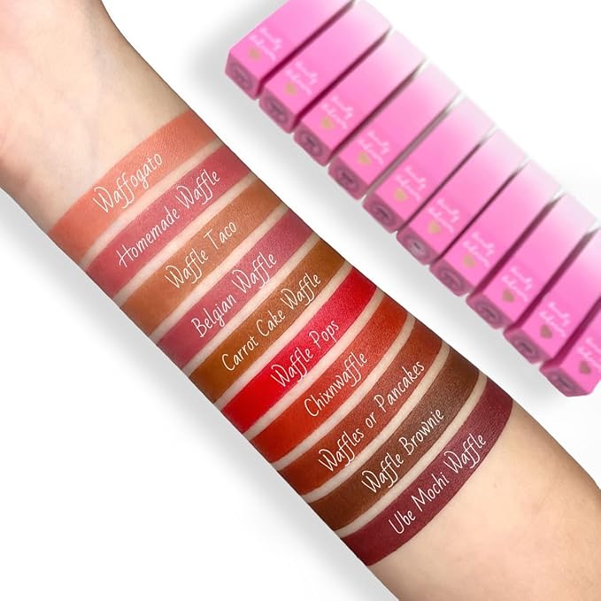 Beauty Bakerie Makeup Matte Lipstick, Long Lasting 24hr Wear Lip Stick for Women, Smooth Matte Finish, Highly Pigmented, Moisturizing, Smudge-Proof Matt Lipsticks, 3.5g, Waffles or Pancakes