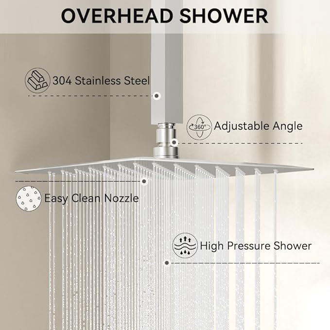 Shower Faucet Set Brushed Nickel Shower System, STARBATH 10" Ceiling Mount Rain Showerhead and 6" Wall Mounted Rainfall Shower for Couples, On Off Button Valve Dual Head Shower Systems Complete