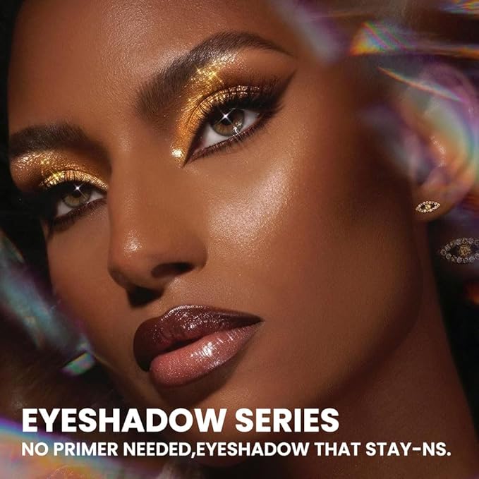 Golden Liquid Metallic Glittler Shimmer Eyeshadow, Longwear Eye Makeup For Older Women, Buildable Highly Pigmented & Blendable Eye Shadow Cream in Shimmer Finishes, Vegan & Cruelty-Free (Golden)