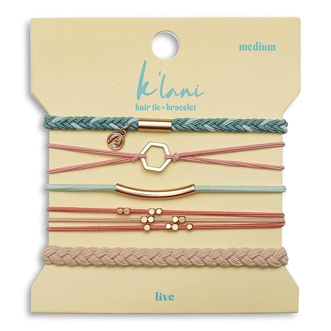 K'lani Hair Tie Bracelets for Women - Elastic Hair Bands That Double as Stylish Jewelry - Live - Medium