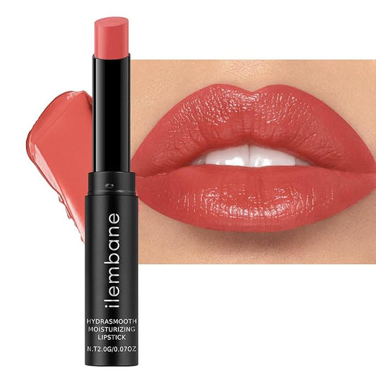 ilembane Nude Pink Moisture Lipstick – Hydrating Lip Balm for Dry, Cracked Lips, Weightless Creamy Lip Color with Vitamin E, Hydrasmooth, Glossy Juicy Finish, Long Lasting for Women (Hold me)
