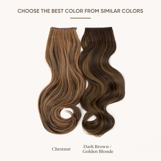 SARLA Invisible Wire Hair Extensions with 3 Clips Long Wavy Curly Synthetic Hairpiece for Women Adjustable Transparent Headband 16 Inch Chestnut