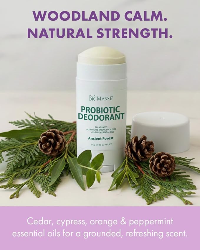 Probiotic Deodorant - Natural Deodorant for Women & Men, Plant-Based Aluminum & Baking Soda Free Deo Stick, 3 oz by Candida Freedom - Ancient Forest