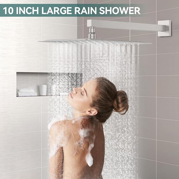 Shower Faucet Set Brushed Nickel Shower System, Starbath 8 inch Rain Shower Head and Handheld Spray Shower Set Complete Wall Mounted,2 Way Pressure Balance Shower Valve and Trim Kit Included