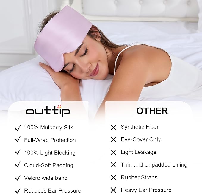100% Mulberry Silk Sleep Mask for Women & Men Beauty Sleep, Adjustable Blindfold Silk Eye Mask for Sleeping Side Sleepers, Soft Pressure-Free Design for Home, Travel, Office, Napping, Christmas Gift