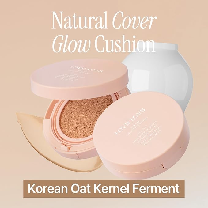 Natural Cover Glow Cushion Foundation | Satin Radiant Finish | Korean Foundation Makeup | Long-Lasting Natural Coverage | for All Skin Types 0.42 oz. (25N Mocha Beige)