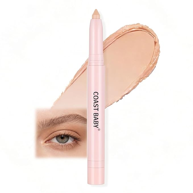 2in1 Cream Eye Shadow Brightener Sticks for Eyes, Neutral Highlighter High Pigmented Makeup with Blending Brush Built-in Sharpener, Long Lasting Eye Makeup sombras en crema para ojos #Millet yellow