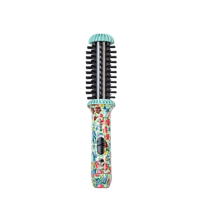 CALISTA GoGo Mini Heated Round Brush | Curl, Touch-Up, De-Frizz, and Style Hair with the Mini 7” Styling Tool | Heats to 365°F | Perfectly Designed Travel Tool | Dual Voltage (Retro Floral)