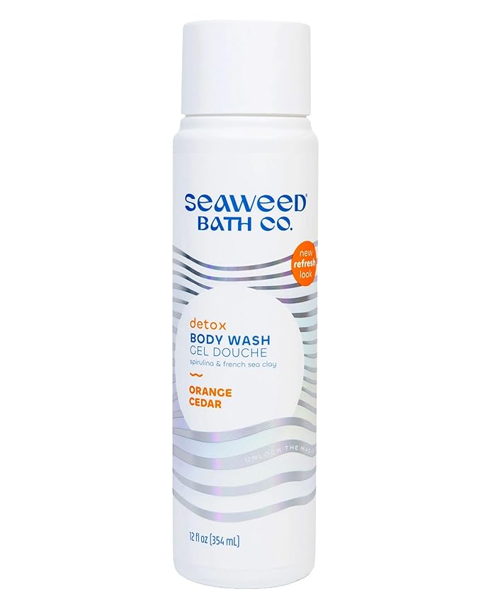 Seaweed Bath Co. Detox Body Wash - Orange Cedar - Hydrating Foaming Cleanser with Refreshing Natural Ingredients - Vegan, Paraben and Sulfate Free Shower Gel for Women and Men - 12 oz