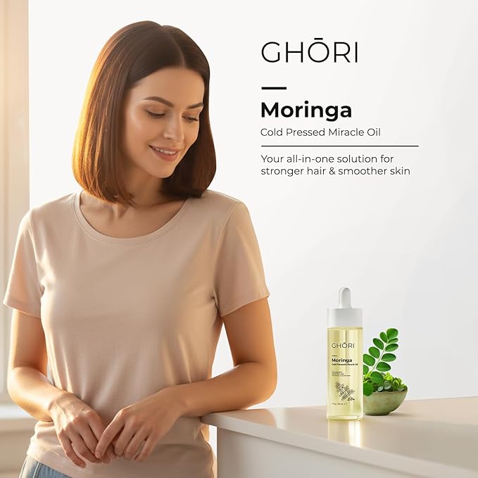 Moringa Cold Pressed Miracle Oil | Hair Growth | Frizz Control | Clear Skin | Rich in Antioxidants & Vitamins | 2 fl oz / 59ml