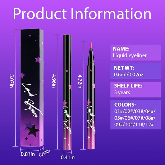evpct Purple Matte Liquid Eyeliner Waterproof Smudge Proof, Purple Eye Liner Liquid Liner for Face Body Paint, Long-lasting Eyeliner Waterline Thin Quick-dry Eyeliners Pencil Eye Makeup Stay all Day
