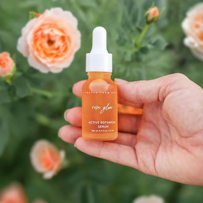 Pretty farm girl Rose Glow Serum - Radiant Youthful Glow - For Anti-Aging, Acne Scars, and Discoloration - Skin Healing - All Skin Types - Facial Use - 0.5 oz