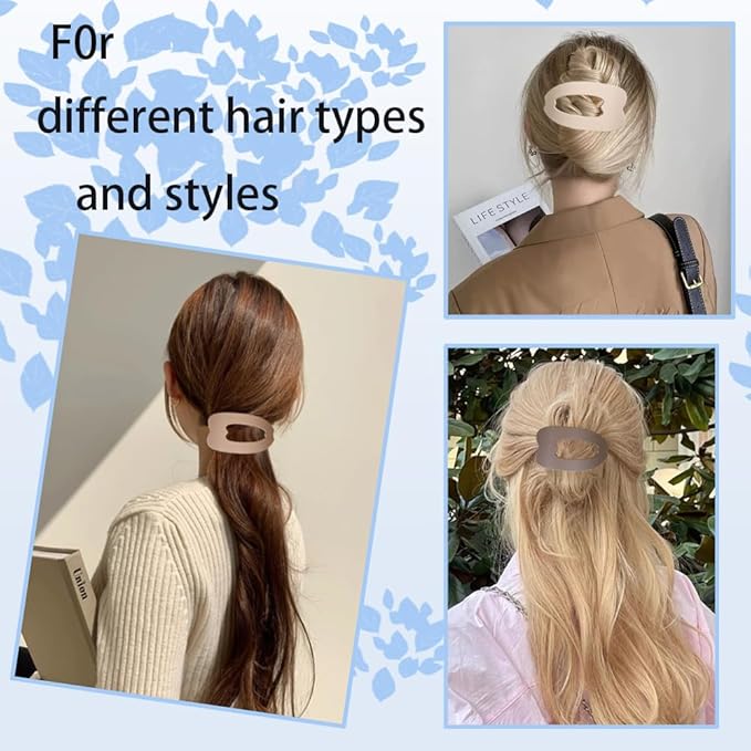 Flat Hair Clips for Women,4PCS Flat Hair Claw Clips for Women Large Matte No-Slip Hair Clip Duckbill Hair Clips for Thick and Thin Hair Strong Styling Hold Accessory (Matte neutral color)