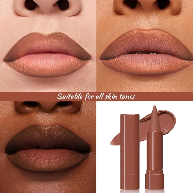 JUAAZIN Sienna Gradient Matte Lip Liner Pencil Crayon for Women - Waterproof Smudge-Proof Kissproof Long-Wear Lip Pencil, Flawless Contour Ombre Effect Lip Crayon, Creamy Pigmented Lip Liner 04#