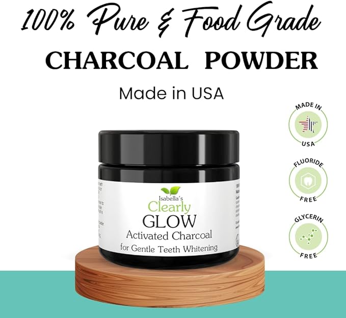 Glow Natural Teeth Whitening Kit – Activated Charcoal Tooth Powder + Bamboo Toothbrush + Copper Tongue Cleaner | Fluoride Free, Non-Peroxide Oral Care