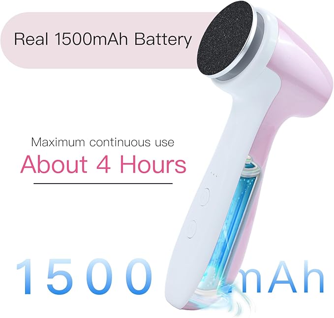 Rechargeable Electric Foot Callus Remover with 3-Sizes 120Pcs Sandpaper Discs, Professional 1000RPM 3-Speed Control Electric Foot File (E7 Pink)