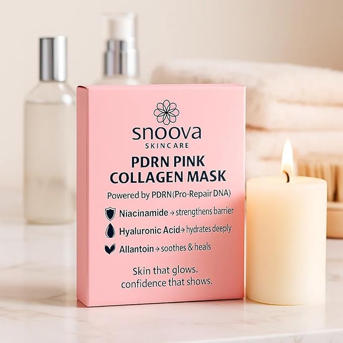 Snoova PDRN Pink Collagen Gel Mask | Overnight Hydrating & Firming Jelly Mask for Glass Glow Skin | Salmon DNA PDRN, Niacinamide & Collagen | Cooling, Brightening Skincare | 28g, 4 Pack