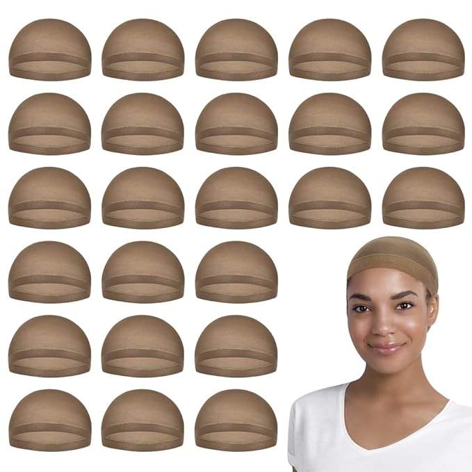 Stocking Wig Cap For Women, Wig Cap for Lace Front Wig, Brown 24 PCS