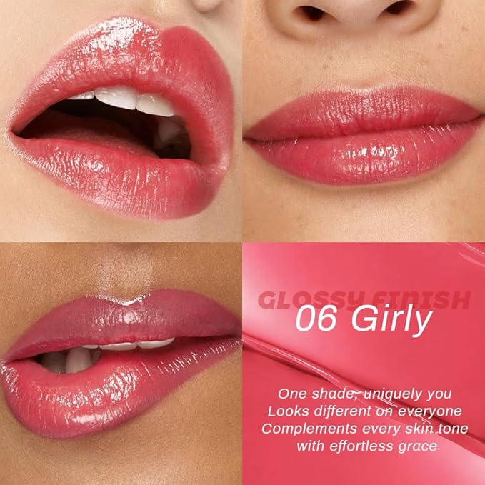 HHLTOH Honey Lipstick Tinted Lip Balm - Shine Moisturizing Lipstick for Women, Natural Nourishing Hydrating Lip Gloss Stain for Dry Lips, Tint Sheer Lightweight Makeup, Vegan - 2Pc Rose & Girly