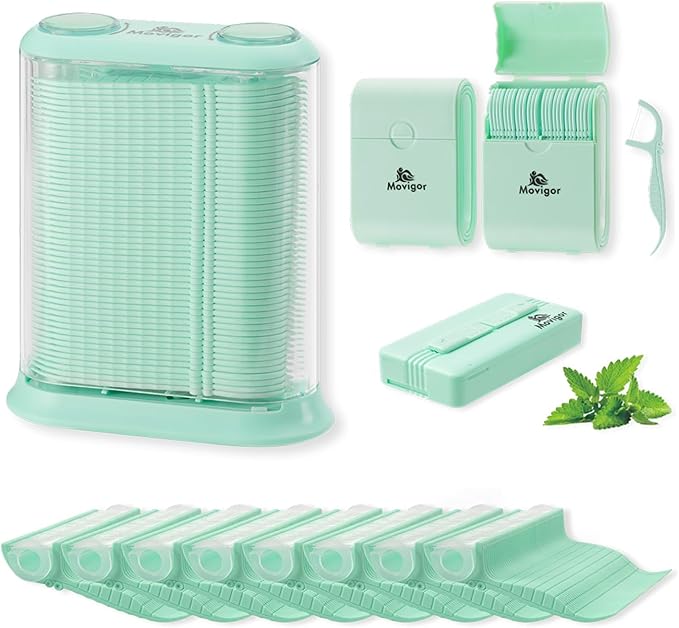 Himgy Twin-Line Dental Floss Picks for Deep Plaque Removal & Gum Care, 614-Count Family Pack with Travel Cases, Refillable & Eco-Friendly Flossers for Sensitive Gums, Mint Flavor
