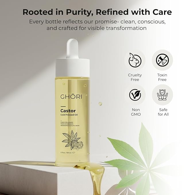 Castor Oil | 100% Pure Cold Pressed | Hexane-Free | Non-Comedogenic | Strengthens Hair, Brows & Lashes | Deeply Nourishes Skin | 2 fl oz / 59ml