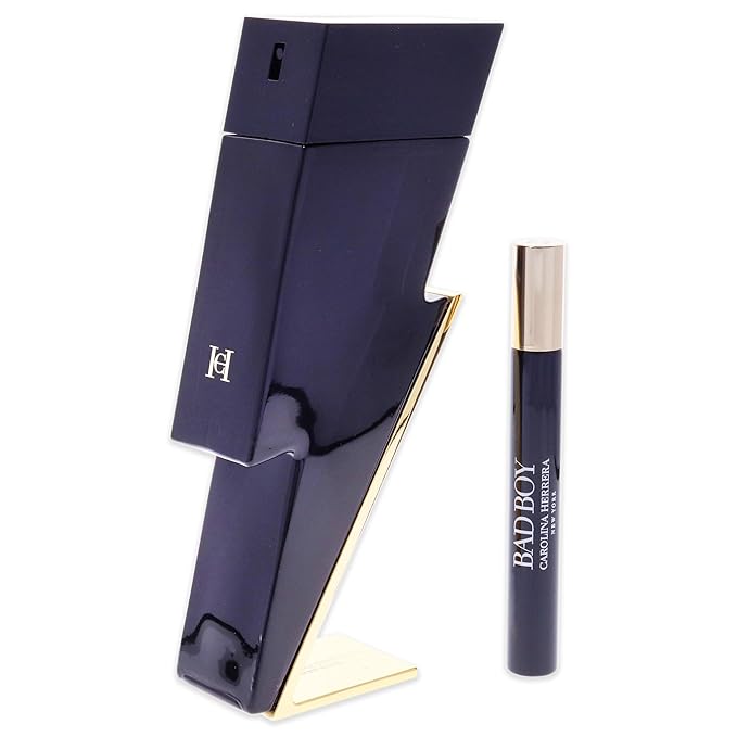 Carolina Herrera Bad Boy 2-Piece Travel Set for Men (3.4 Oz Eau De Toilette Spray + 0.34 Oz Eau De Toilette Spray)