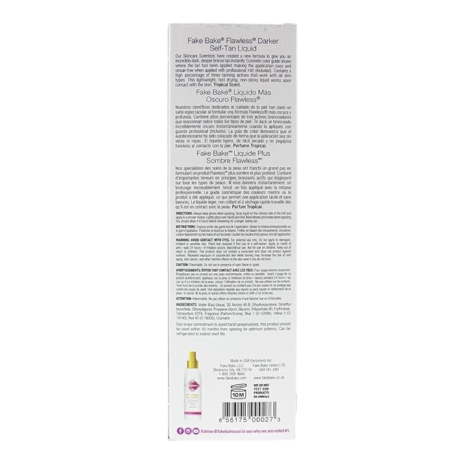 Fake Bake Flawless Darker Self-Tan Liquid 177ml + Application Mitt
