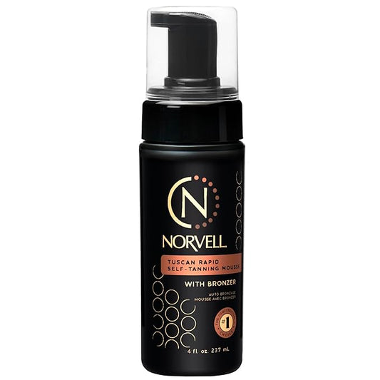 Norvell Tuscan Rapid Self Tanner Mousse 4 fl oz with Bronzer, Coconut Paradise Scent – Self Tanning Foam for a Natural Sun Kissed Glow – Anti Aging Sunless Tanner Foam for Smooth, Radiant Skin