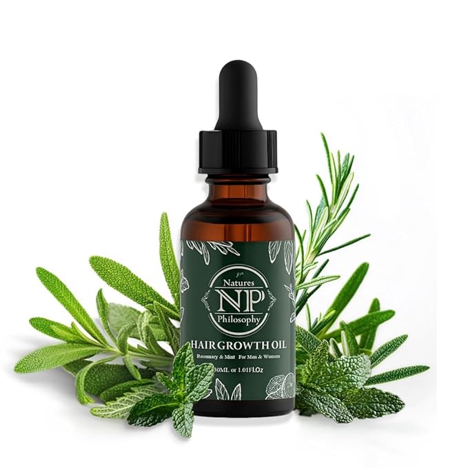 NP NATURES PHILOSOPHY Rosemary Mint Hair Growth Oil, Stimulates Hair Regrowth, Anti-Hair Loss, Nourishing Scalp Treatment for Thicker Fuller Hair, Hair Growth Products for All Hair 30ml Essential Oil