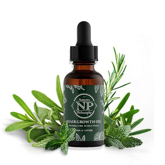 NP NATURES PHILOSOPHY Rosemary Mint Hair Growth Oil, Stimulates Hair Regrowth, Anti-Hair Loss, Nourishing Scalp Treatment for Thicker Fuller Hair, Hair Growth Products for All Hair 30ml Essential Oil