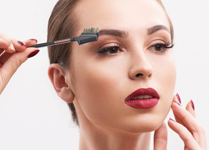 OWLFAVO Eyebrow Brush and Eyelash Comb, Portable Makeup Eye Powder Foundation Brush, Beauty Cosmetic Tool for Professional and Travel