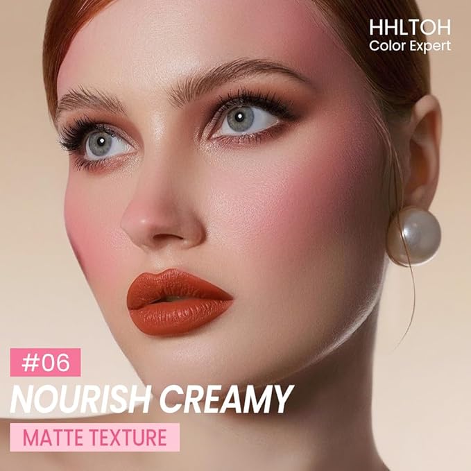 HHLTOH Honey Lipstick Tinted Lip Balm - Matte Tint Cream Lipsticks for All Skin Tones, Hydrating Lip Stain, Can be Buildable Blendable Nourishing Moisturizing Suitable for Women to Every Day Makeup 06