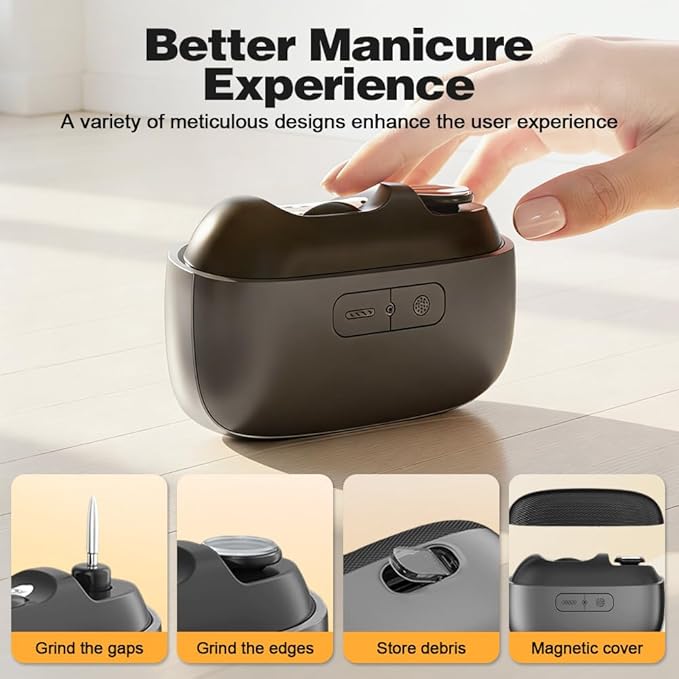 Electric Nail Clipper, 2026 New Automatic Nail Cutter with LED Light, Multifunctional Electric Fingernail Clippers for Easy Nail Care and Polishing, Suitable for Seniors and Adults (White#1)