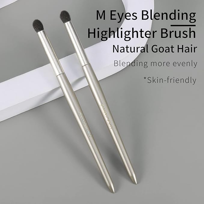 ENZO KEN Small Goat Hair Eye Shadow Brush - Blending Brush for Eyeshadow, Nose Contour & More. Gold, E204M