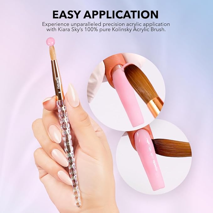 Kiara Sky Crystal Acrylic Kolinsky Nail Brush Clear, #20