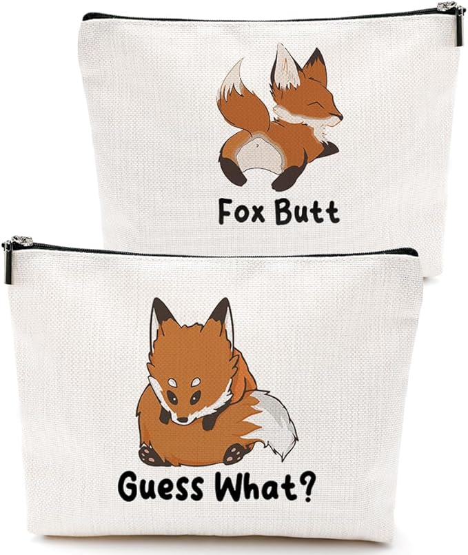 VICBOU Funny Fox Makeup Bag Fox Gifts for Girls Fox Supplies Accessories Cute Cosmetic Bag for Women Girls Animal Fox Lovers Sister Mom Best Friends Graduation Mothers Day Birthday Gifts