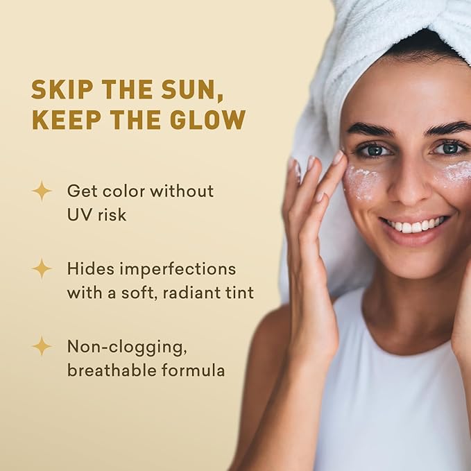 Sunless Tanning Daily Facial Cream | Self-Tanner | Sunless Tanning Lotion | Self-Tanning Lotion | Sunkiss Glow | Just Nutritive | 4 Oz