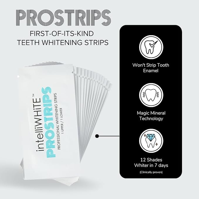 IntelliWHiTE ProStrips Teeth Whitening Strips, Whitens Up to 12 Shades, Enamel-Safe Gentle Remineralizing Formula, Dentist Formulated for Sensitive Teeth, (56pk Mint Flavor)