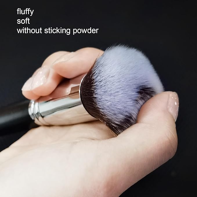 ACOSBRUOP Foundation Brush, Round Top Kabuki Foundation Brush and Professional Grade Makeup Brush for Liquid Blending Mineral Powder Bufting Stippling Makeup Tools, Black