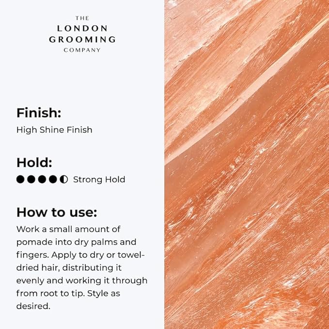 The London Grooming Company Water-Based Hair Pomade For Men | Strong All-Day Hold | High Shine Finish | Easy to Wash Out | 3.4 Fl Oz (100ml)