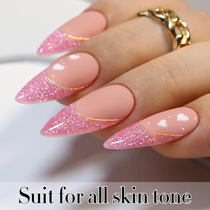 Double Rhythm Gel Polish 15ML Glitter Shimmer Reflective Holographic Color Magnetic for Nail Art Salon DIY at Home (Rose Pink-B1143)
