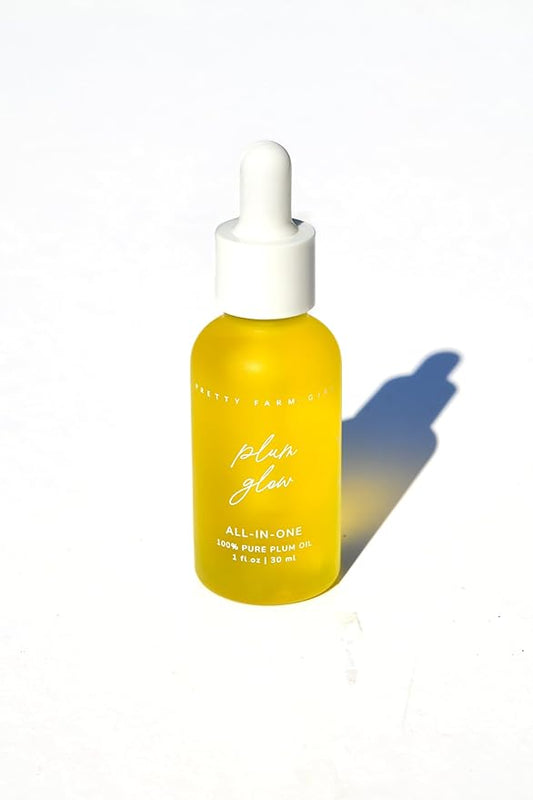 Pretty Farm Girl Plum Glow Multipurpose Serum – Hydrate & Restore – for Skin Nourishment – 100% Pure Plum Oil – All Skin Types – Facial Use – 1 oz