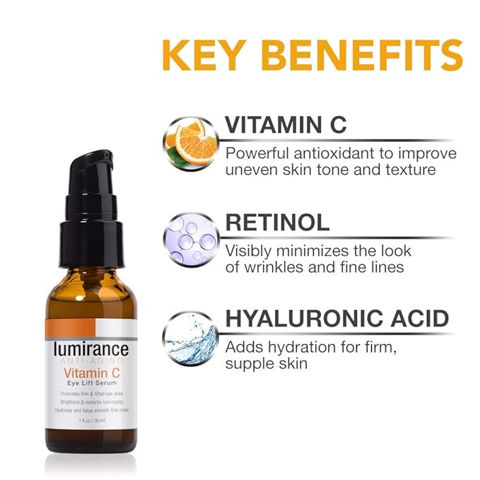 Lumirance Vitamin C Eye Lift Serum, Minimizes the Look of Wrinkles and Crows Feet, Helps with Firming and Dark Circles, 30ml/1 fl oz