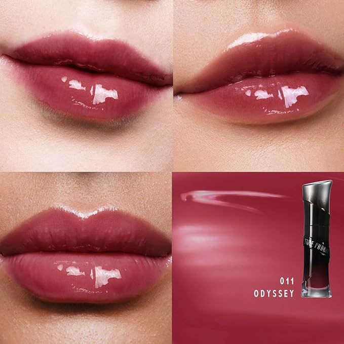 Lunara Frost 3D Lip Gloss, 011 Odyssey - Wine Red, High-Shine Glossy Finish, Juicy Pigment Lip Gloss with 3D Plumping Effect, 24H Hydration with Hyaluronic Acid, Non-Sticky Cushiony Gel